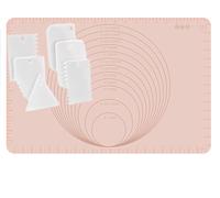 CANDeal Tapis de pâtisserie en silicone extra épais et grand 60x40cm avec 6 racloirs à pâte à gâteau, mesures de coupe en cm et en pouces pour rouler la pâte, plan de travail antidérapant Comptoir (ro