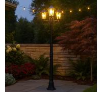 Candélabre Lumière de Plancher Extérieur Lanterne Noir Trajets 3 à Feux Verre H