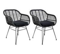 Candelaria - lot de 2 chaises - en poly rotin noir - Noir Noir G
