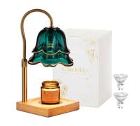 Candeldo Chauffe-bougie avec minuteur : chauffe-bougie en forme de fleur avec 2 ampoules vertes réglables en hauteur pour décoration de chambre à coucher, cadeau d'anniversaire pour femme