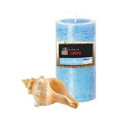 Candele D'Aurora Ambre Cire avec Finition Rugueuse Couleur Bleu Ciel Brise Marine, Cire végétale, 6,8 x 6,8 x 13 cm