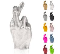 Candellana Bougie Doigts croisés | Hauteur: 19,4 cm | Argenté | Le Temps de brûlage 30h | La Taille de la Bougie est 1:1 d'une Vraie Main | Fait Main en EU