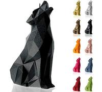 Candellana Fait Main Wolf Low-Poly Bougie Cadeau - Drôle - Bougie Décorative - Home Décor - Cadeaux pour les Amis - Mèche en Coton - Durée de Combustion 35h - Black Metallic Bougie