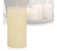 Candelo Bougie pilier rustique de qualité supérieure - Crème - 12 cm - Durée de combustion : env. 54 heures - Couronne de l'Avent