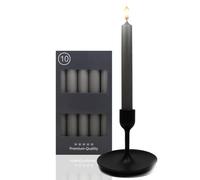 Candelo Lot de 10 bougies de table - Gris - 18,5 cm - Durée de combustion : 7,5 heures - Bougies pointues pour bougeoirs et lustres