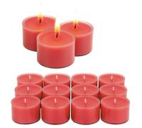 Candelo Lot de 12 bougies chauffe-plat parfumées XXL en cire de soja - Rose délicat - Durée de combustion : 8 h - Diamètre : 3,7 cm - Hauteur : 2,7 cm - Bougies parfumées avec étui en plastique pour