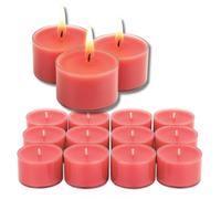 Candelo Lot de 12 bougies chauffe-plat parfumées XXL - Parfum rose délicat - Durée de combustion : 8 h - Diamètre : 3,7 cm - Hauteur : 2,7 cm - Bougies parfumées avec étui en plastique pour une forte