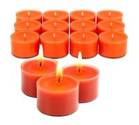 Candelo Lot de 12 bougies parfumées orange d'hiver - Cire de soja - Durée de combustion de 8 heures - Bougies parfumées de Noël dans des bougies chauffe-plat - Parfum d'hiver avec coques transparentes