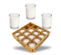 Candelo Lot de 16 bougies votives en verre - Blanches - Durée de combustion