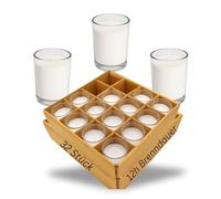 Candelo Lot de 32 bougies votives dans un verre - Bougies de table blanches élégantes - 12 heures de combustion sans parfum - Pour décoration de mariage, anniversaire, fête - Sans suie
