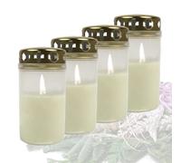 Candelo Lot de 4 bougies funéraires de qualité supérieure avec couvercle - Blanc - Brûleur de jour 54 heures - Bougie funéraire pour cimetière - Bougie funéraire brûleur