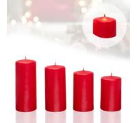 Candelo Lot de 4 Bougies Pilier de Noël - Rouge - 7,5/9/10,5/12 cm - Pour Couronne de l'Avent - Décoration