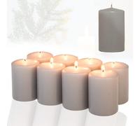 Candelo Lot de 8 bougies pilier pour couronne de l'Avent Gris 4,8 x 8 cm
