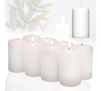 Candelo Lot de 8 bougies piliers de Noël - Blanc - 4,8 cm x 8 cm - Décoration de Noël - Bougies de Noël - Couronne de l'Avent