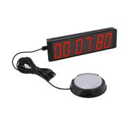 Candeon Horloge de Course LED, 6 Chiffres Coup de Minuterie de Course Numérique Count Down/Up Clock, 12/24h Remote Control Gym Clock Affichage LED Grouille-arrêt pour Les événements