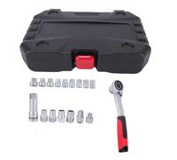 Candeon Jeu de Douilles Traversantes 3/8" et 1/2", 17 Pièces à Cliquet et Jeu de Douilles Traversantes liquet Réversible 10-24 Mm à 12 Points, clé à Réversible 72 Dents