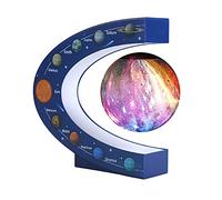 Candeon Lampe de lune spatiale - Lampe de lune en lévitation à LED MilkyWay Veilleuse sphérique flottant et tournant dans l'air Support de lumière en forme de C libre(EU)