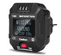 Candeon Testeur de Prise avec Test RCD, testeur prise electrique avec 6 types de Diagnostics de Pannes, LCD numérique Testeur de prise intelligente Prise, Affichage de la Tension et de la Fréquence