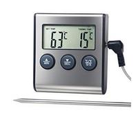 Candeon ThermomèTre à Viande NuméRique, ThermomèTre Cuisine Avec Sonde Et Minuterie, 0 à 250 °C éCran Lcd ThermomèTres Alimentaire Cuison Avec Alarme Pour Bbq/RôTis/Fumoir/Griller/Four
