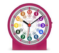 Cander Berlin MNU 1009 M Réveil silencieux pour enfant Rose Rose Horloge d'apprentissage Lumière Snooze Horloge de table Éclairage silencieux
