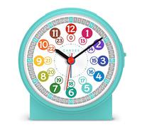 Cander Berlin MNU 1009 T - Réveil pour enfant - Silencieux - Turquoise - Lumière Snooze - Horloge de table - Éclairage pour chambre d'enfant garçon et fille