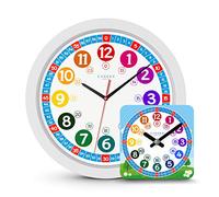 Cander Berlin MNU 1030 enfants Horloge murale (Ø) 30,5 cm enfants Silencieux Horloge murale avec horloge et design coloré - Lire L'Heure apprendre