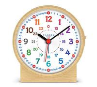 Cander Berlin MNU 1109 S Réveil pour enfant silencieux aspect bois lumière snooze horloge de table éclairage chambre d'enfant garçon fille 10,8 cm