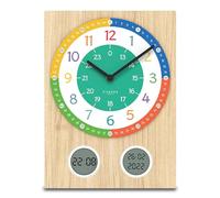 Cander Berlin MNU 11130 T Horloge murale silencieuse pour enfant sans tic-tac 35 cm Placage de bois numérique analogique