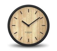 Cander Berlin MNU 2030 V Horloge murale silencieuse 30 cm Placage en bois de chêne vintage sans bruit de tic-tac moderne Noir Salon Cuisine