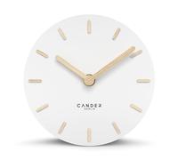 Cander Berlin MNU 2515 F Horloge de table silencieuse sans tic-tac analogique à piles avec aiguilles en bois MDF Blanc 15 cm