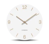 Cander Berlin MNU 2625 V Horloge murale silencieuse 25 cm sans bruit de tic-tac analogique moderne vintage avec aiguilles en bois Blanc