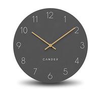 Cander Berlin MNU 2630 A Horloge murale silencieuse sans tic-tac 30 cm analogique salon cuisine moderne vintage gris aiguilles en bois