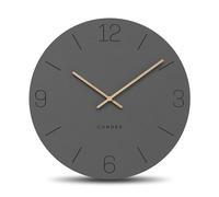 Cander Berlin MNU 2640 D XXL Horloge murale silencieuse 40 cm sans bruit de tic-tac analogique moderne vintage gris aiguilles en bois pour salon grand