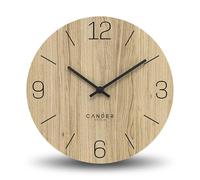 Cander Berlin MNU 2725 D Horloge Murale en Bois silencieuse Moderne placage chêne Vintage sans Bruit de tic-tac pour Cuisine Salon analogique 25 cm
