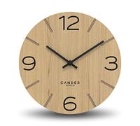 Cander Berlin MNU 2730 I Horloge murale en bois silencieuse 30 cm moderne placage chêne vintage sans tic-tac Salon Bureau Cuisine Analogique