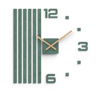 Cander Berlin MNU 2760 U XXL Horloge murale silencieuse 60 cm Aiguilles en bois Salon analogique sans tic-tac Sticker mural vert