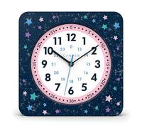 Cander Berlin MNU 4025 Q Horloge murale silencieuse pour enfant Motif étoiles 25 cm Horloge d'apprentissage analogique sans bruit de tic-tac
