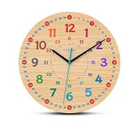 Cander Berlin MNU 7930 A Horloge murale, en bois MDF, silencieux sans bruit de tic-tac, 30,5 cm, pour chambre d'enfant, unisexe, avec cadran éducatif
