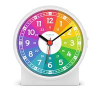 Cander Berlin Réveil pour enfant MNU 1009 R - Multicolore - Silencieux, lumière silencieuse - Horloge de table - Éclairage pour chambre d'enfant - Garçons et filles Turquoise. 10,8 cm