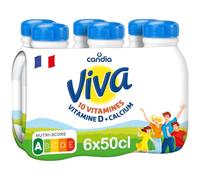 Candia Lait demi-écrémé, stérilisé UHT, 10 vitamines - Les 6 bouteilles de 50cl