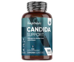 Candida Support 180 Gélules Vegan pour 3 Mois avec 15 Ingrédients - Lactobacillus Acidophilus, Bifidobacterium Bifidum, Aloe Vera, Zinc, Acide Caprylique, Ail, Glucosamine H andida Albicans