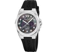 Candino Montre pour Femme C4777/8 Lady Elegance Boîtier en Acier Inoxydable Gris Bracelet en Caoutchouc Noir