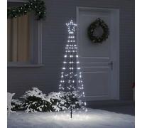 Canditree 250 cm Sapin Lumineux à LED Extérieur, Arbre de Noël Cône en Métal avec Piquets, Décoration pour Jardin Terrasse (Blanc Froid)