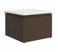 Canditree Banc de Rangement Extérieur avec Coussin, Tabouret de Jardin | Tabouret en Résine Tressée avec Stockage, Coffre À Coussins pour Patio Terrasse, 50 X 50 X 37 cm, Marron et crème
