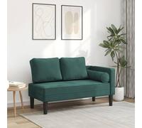 Canditree Chaise Longue Méridienne Côté Droit en Velours, Canapé avec Coussin Lombaire pour Salon, Appartement, Petit Espace (Vert foncé)