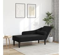 Canditree Chaise Longue Méridienne Côté Droit en Velours, Fauteuil Relax Canapé Méridienne avec Accoudoir pour Salon, Appartement (Noir)
