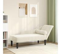 Canditree Chaise Longue Méridienne Côté Droit en Velours, Fauteuil Relax Canapé Méridienne avec Accoudoir pour Salon, Appartement (crème)
