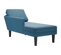 Canditree Chaise Longue Méridienne Côté Droit en Velours, Petit Canapé avec Coussin Lombaire pour Salon Glamour Appartement (Bleu)