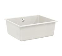 Canditree Évier de Cuisine 1 Bac 53 X 46 cm, Évier sous Plan avec Filtre de Vidange, 80% Quartz et 20% Résine (Blanc)