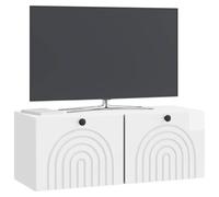 Canditree Meuble TV Suspendu avec 2 Portes, Meuble TV Mural Flottant pour Salon, Chambre, 78,5 x 31 x 30 cm (Blanc Brillant)